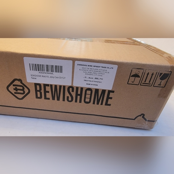 BEWISHOME 12-Slot Watch Box with Glass Window, Brown - Picture 9 of 9